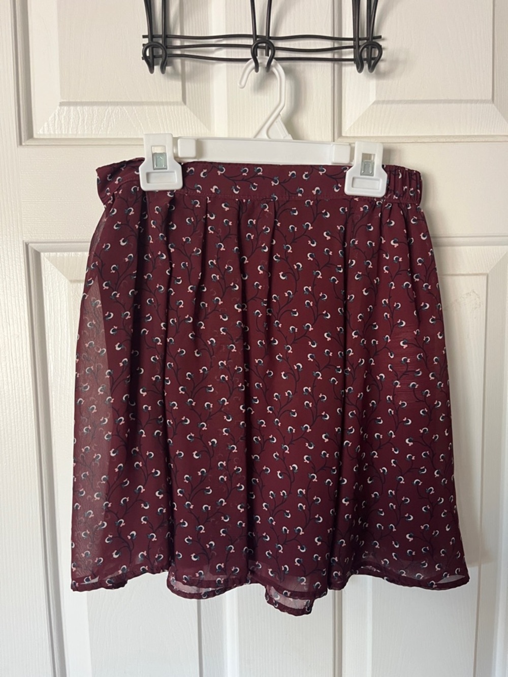 Old Navy Maroon Floral Skater Skirt